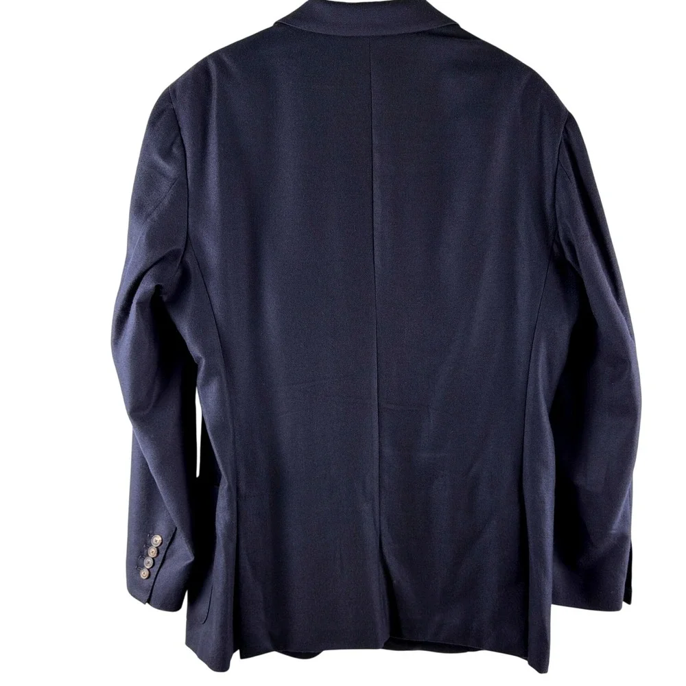 Loro‎ Piana Voyager Jacket Mens 52 Navy Blue 100% Cashmere Blazer Made in Italy
